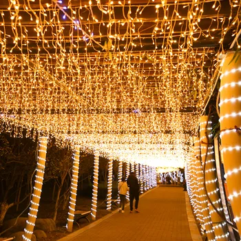 20m Ziemassvētku Lāsteku Aizkars LED String Gaismas Krituma 0.6-0.8 M Dekorēšana Mājas Āra Vainags Puse Ielas Nama Dekori