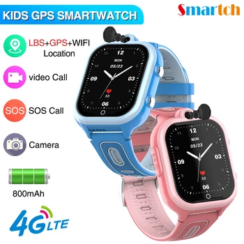 4G Sim Kartes Kids Smart Pulksteņi 1.85 collu skārienekrānu Video Zvanu, Wifi, GPS LBS SOS HD Kamera Ūdensizturīgs Smartwatch Bērniem Dāvanu