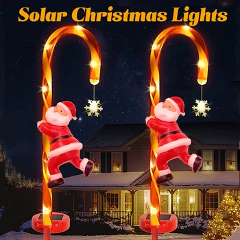 8Pcs Ziemassvētku Saules Āra Apgaismojums LED Ūdensizturīgs Santa Claus Lampas Svētku Dāvanu Dārzi Ūdensizturīgs Ziemassvētku Konfektes Rotājumi