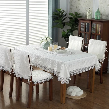 Eiropā luksusa izšūts galdauts balts galda pusdienu galda pārsega galda auduma ziedu Mežģīnes gultas TV ministru kabineta putekļu auduma HM1038