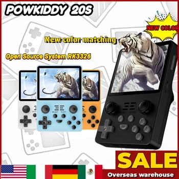 Jaunu POWKIDDY RGB20S Iebūvēts 53000 Spēles, Rokas Spēle 3,5 Collu 4:3 IPS Ekrāns Dual Karte Konsoles Retro Atvērtā koda Sistēma, kas RK3326