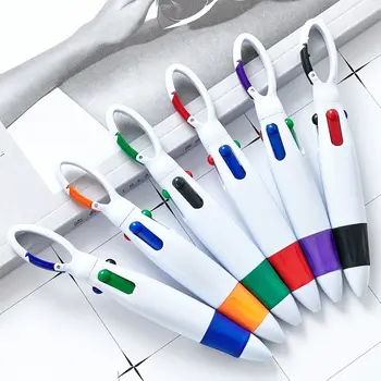 Nospiediet Tipa Gēla Pildspalva Bagāžnieka 4 Krāsu Portatīvās Tintes Lodīšu Pildspalvas ar Sprādzi Keychain Office Skolas Piederumi Dāvanu