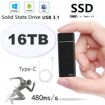 Portatīvo Ārējo SSD Solid State Cietā Diska-High-speed 30TB 16TB 8TB USB3.0 C Tipa Interfeiss Sākotnējā Mobilo Diskiem, Datu Uzglabāšanai