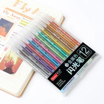 12 Krāsas/ Glitter Gēla Pildspalvas 1.0 MM krāsa Gēla Pildspalvu Skolai Biroja Krāsojamā Grāmata Žurnāli Zīmēšanas Doodling Mākslas Veicināšanas Marķieri