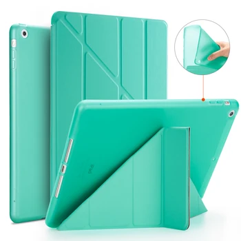 Ipad 2 Gaisa A1566 A1567 ar Caurspīdīgu PC Back Case for iPad 6 LIETĀ Par iPad 2 Gaisa Lietā Ultra Slim PU ādas Vāks
