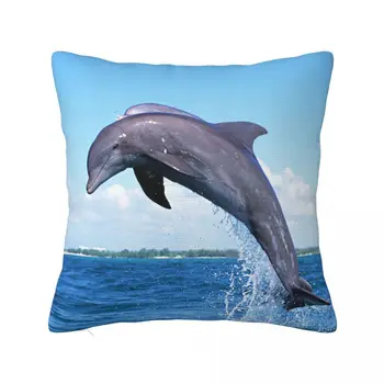 Delfīnu Laukumā spilvendrānas Okeāna Jūras Cute Dzīvnieki Spilvens Segums Smieklīgi Poliestera Dekoratīvā Spilvendrāna Gultas 45*45cm