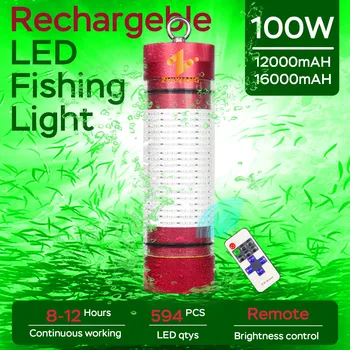 Uzlādējams Zivju Zemūdens Lure Gaismas 100W 200W Zaļa Balta Zvejas Gaismas ar interjera akumulators