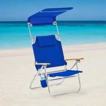 Bals Pusguļus Komfortu Augstums Mugursoma Vainagu Pludmales Krēsls, Blue kempinga krēsls salokāms krēsls āra mēbeles