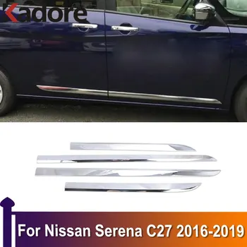 Priekš Nissan Serena C27 2016 2017 2018 2019 Chrome Sānu Durvis Struktūras Formēšanas Līnijas Aizsargs Vāka Apdare Ārējo Auto Stilu