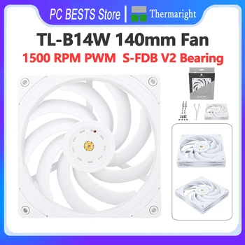 Thermalright TL-B14W White140mm Gadījumā Ventilators PWM 4PIN Veiktspējas Gaisa Spiediena Ventilatoru Ātrumu 1500 Klusa Dzesēšana CPU Cooler Fan