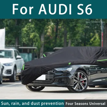 Audi S6 210T Pilnu Auto Pārsegi, Āra Saules Uv Aizsardzību, Putekļi, Lietus, Sniega Aizsardzības Anti-krusa Auto Segtu Auto Melns Segt