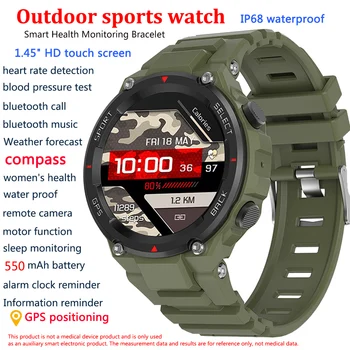 GPS Smart Skatīties Vīrieši 1.45 Collas 454*454 HD Izšķirtspēju Balss Zvana Kompass, Pulkstenis, Kompass IP68 Ūdensnecaurlaidīga Smartwatch Par Huawei