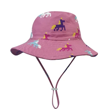 Cepure Kids Meitene Vasaras Sauli Pludmales Piederumu Rozā Zirgu Platām Malām, UV Aizsardzība String Klp Baby Mazuļiem Brīvdienu Peldēšana