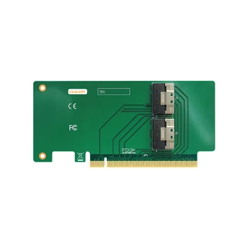 SlimSAS SFF8654 PCIe x16 Stāvvadu Kartes CEACENT CNS42PE16, Dual port piemērots ALEO, PCIe slots pagarināt