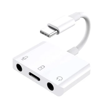 Ārējā USB-C Skaņas Kartes 3in1 Tipa C līdz 3,5 mm Audio Austiņas Interfeisa Adapteris C Tipa Ārējo Stereo Skaņas Karte
