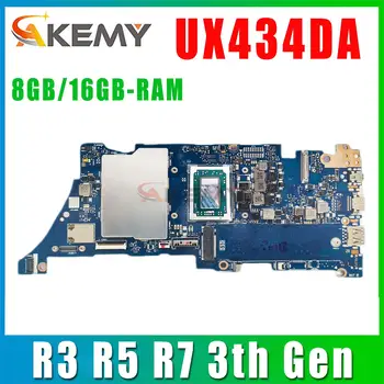 Mainboard UX434DA UX434D UM433 UM433DA Klēpjdators Mātesplatē R3 R5 R7 3th Gen 8GB/16GB-RAM GALVENĀ VALDE