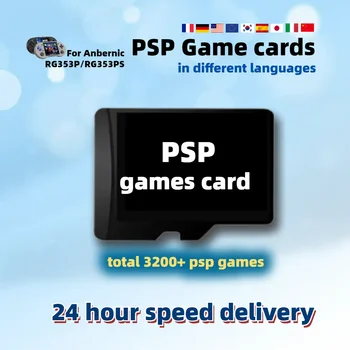 PSP Spēle TF Karte Anbernic RG353P RG353PS Valodu, ASV, Eiropa, Japāna, Francija, Vācija, Itālija, Dienvidkoreja Spānija, Ķīna 3200+ Classic