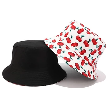 2023 Jaunu Kokvilnas Drukāt Panama Vīriešiem un Sievietēm Japāņu Mazu, Svaigu, Saldu Ķiršu Suscreen Kausa Unisex Cepure Tauku Top Cepures
