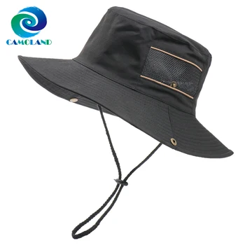 CAMOLAND Vasaras Vīriešiem Spaiņa Cepuri vienkrāsainu Saules Cepures Platām Malām, Anti-UV Pludmales Cepures, Safari Pārgājieni, Riteņbraukšana, Cepure, kuru linuma Acs Zvejnieka Cepure