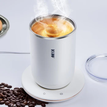 55℃ Krūze Sildītājs Automātiskā Maisot, Kafijas Krūze Piena Sajaukšanas Krūzes Nerūsējošā Tērauda Kausa USB Elektriskā Dubulto Izolāciju Smart Kauss