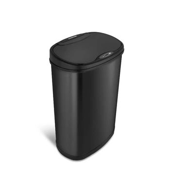 Sensors Touchless 13.2 Gal Trash Var, Melna Nerūsējošā tērauda Atkritumu tvertnes ar pedāli Papelera automatica con sensors Mini cubo basura Miskasti 