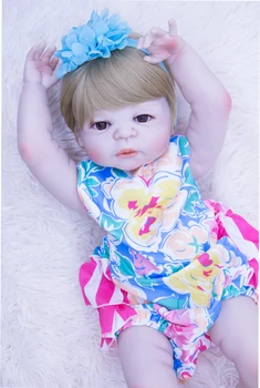 maiga Silikona Bebe Atdzimis meitene baby Lelle Gluda blondi mati Mākslas Lelle, Rotaļlietas, Spilgti Toddler Princese surprice Jaundzimušo Rotaļlieta dāvana
