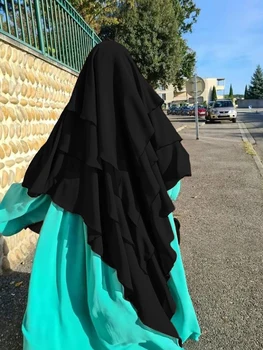 Sievietēm Musulmaņu Abayas Vienkāršā Treble Khimar Hijab Cepures, Šalle Headcover Lūgšanu Apģērbu, Galvassegu Dubaija Saūda Turcija, Indonēzija
