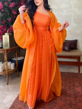 Indija Turcija Musulmaņu Abaya Set 2 Gabals, Kleitas, Sieviešu Puff Piedurknēm Iekšējo Kleita +abaya Kāzu Vakara Puse Kleita Maroka Caftan
