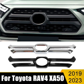Toyota RAV4 2019 2020 2021 2022 2023 RAV 4 XA50 Hibrīda ABS Automašīnas Priekšējo Buferi Centrs Grils Dekoru Rāmja Vāks Logo Apdares Uzlīme