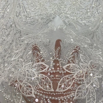 Izšūšana ar Pērlēm Krelles Sērijas Luksusa Frēzēšana Mežģīņu Audums Kāzu Līgavas Kleita Kleita Mežģīņu 2023 JAUNU Bezmaksas Piegāde