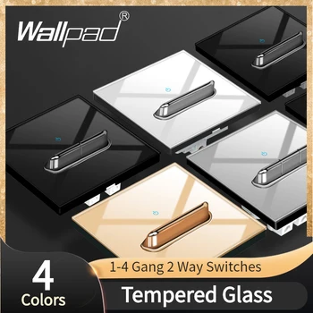 Wallpad Rūdīta Stikla Panelis 1 2 3 4 Banda Chrome Pārslēgšanas Pogu, 1 Veids 2 Veidu Balts Melns Pelēks Zelta Sienas Gaismas Slēdzis