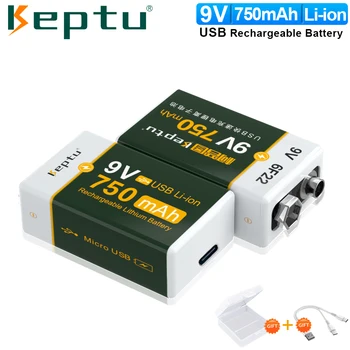 1-6PCS KEPTU 9V Li-ion Tipa-C USB Lādējamu Litija Bateriju 750mAh 6F22 9v Baterijas Multimetrs Mikrofons Remote Control