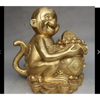 Ķīniešu Bronzas Bagātību, Naudu Yuanbao Zodiaka Gadu Mērkaķis Pērtiķiem Dzīvnieku Statuja