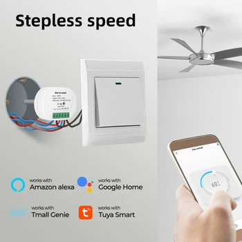 WiFi Griestu Ventilators Kontrolieris Tuya Mini Ventilatora Ātrumu Slēdzis Smart Dzīves Remote APP Laika Balss Vadība Darbojas Ar Alexa, Google Home