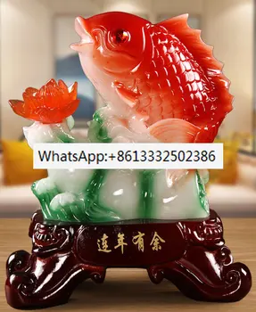 Ķīniešu zivju Statuja Dzīvnieku Statuetes galda Amatniecības Sveķu skulptūru Lucky fortune apdare Sākuma dzīvojamā istaba Dekori Aksesuāru