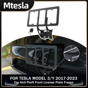 Modelis Y Anti-Theft Priekšējā Numura Zīme Rāmis Tesla Model 3 Y 2017-2023 Ne Līmes, Ne Urbt Alumīnija Licences Plāksnes Turētājs