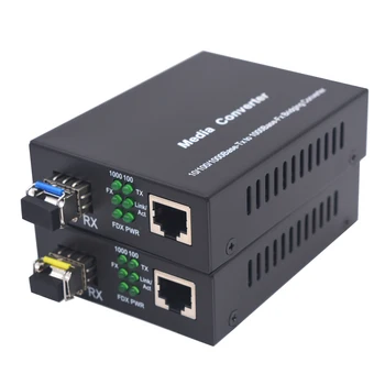 Pāris 1,25 G Bidi Gigabit Single-Mode Fiber Ethernet Media Converter, SFP slots, ar 2 bidi SFP LC Šķiedras Modulis,1310nm/1550nm
