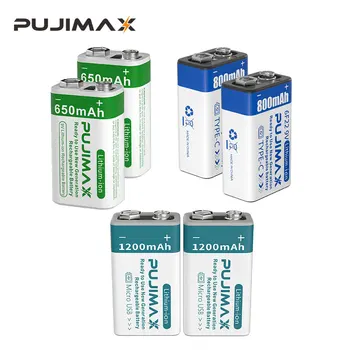 PUJIMAX 9V Akumulators 6F22 Tips-C, USB, Li-ion (Litija) Baterijas Rotaļu Multimetrs Mikrofonu, Tālvadības pulti KTV