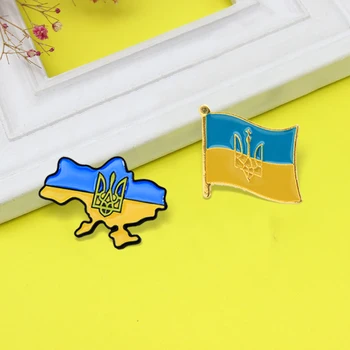 Ukrainas Karoga Ukrainas Karte Emaljas Adatas Ukrainas Valsts Emblēma Vairoga Formas Trident Piespraudes Nozīmītes Atloks, Rotaslietas, Aksesuāri
