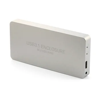 Alumīnija Sakausējuma USB 3.1 Tips-C 2-Ports NGFF(M. 2) SSD RAID Ārējo Cieto Disku Gadījumā HDD Kameras LED Indikators HDD Box