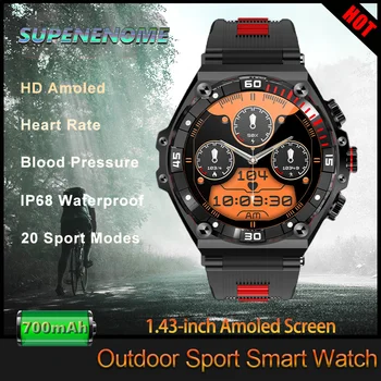 2023New Bluetooth Zvanu Sporta Smart Skatīties Vīrieši AMOLED 1.43 Collu Ekrāns Fitnesa Skatīties 700 mAH Akumulators, Āra Ūdensizturīgs Smartwatch