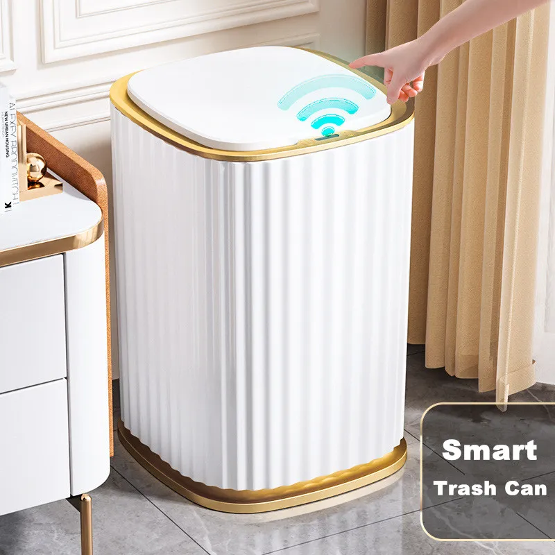15L Smart Miskastes Liela Jauda, Saprātīga Indukcijas Atkritumu tvertnes Ar Vāku Automātisko Sensoru, Ūdensdroša Bin Virtuves Vannas istaba