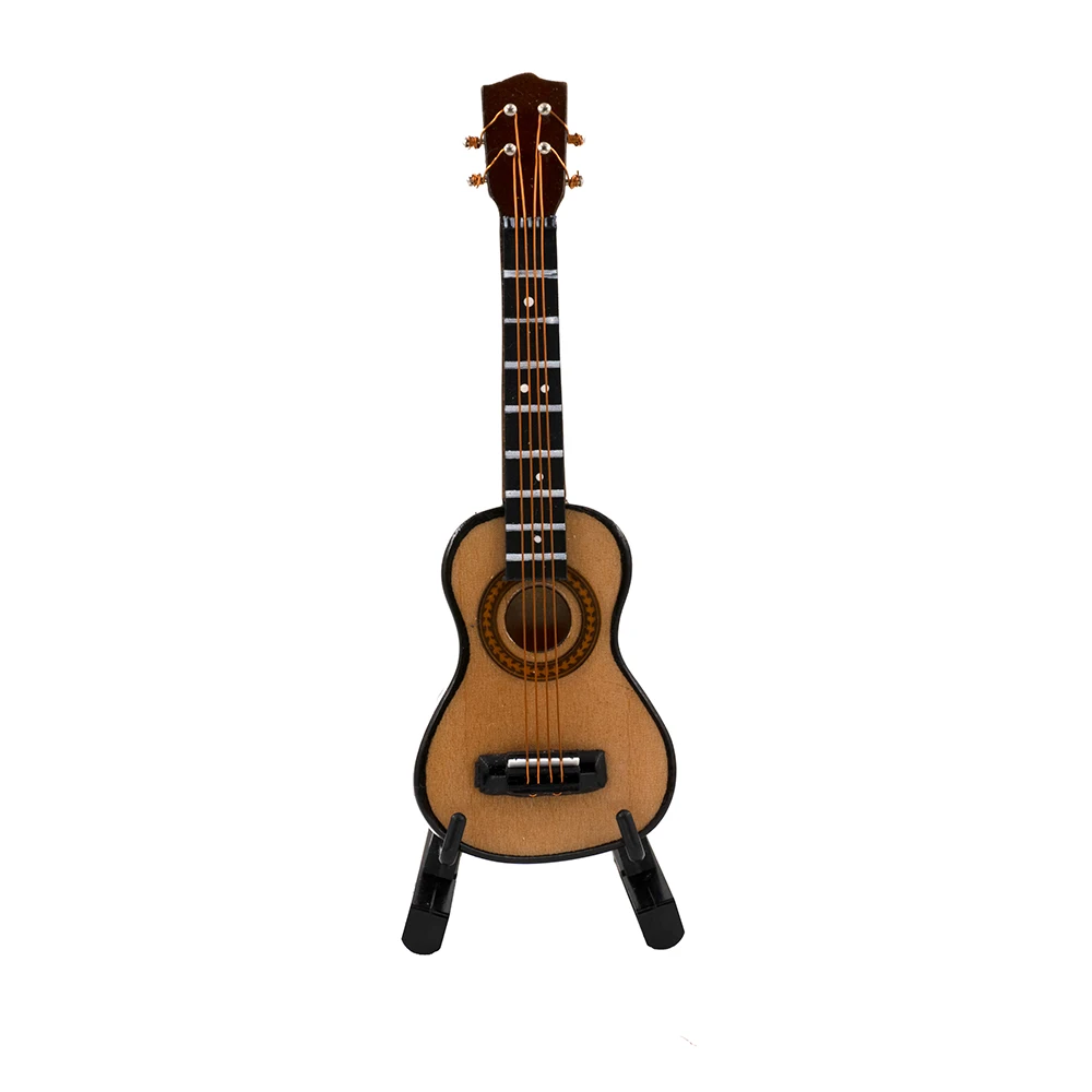 1gb Koka Miniatūra havajiešu ģitāra Modelis Mūzikas Instrumentu for1/12 Dollhouse1/6 1/10 Rīcības attēls Apdare Dāvanu Kolekcija