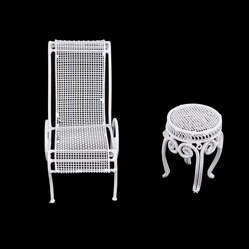 1Set 1:12 leļļu Namiņš Miniatūras Balts Eiropas tualetes galdiņš Krēsls Metāla Krēsls Modelis Mēbeles Dekori Rotaļlietas Lelle Māja Accessorie
