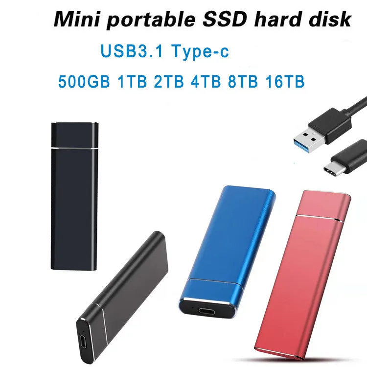 1TB Portable ātrgaitas Mobilā Cietvielu Disks 500GB SSD Mobilo Cieto Disku Ārējām Uzglabāšanas Decives Klēpjdatoru mac 2023 Jaunas