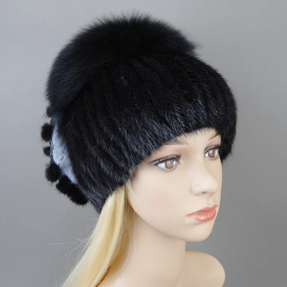 2023 Jaunu Stilu Dabisko Ūdeļu Kažokādu Cepures Sieviešu Modes Ziemas Augstas Kvalitātes Trikotāžas-Adītas Kažokādas Cepures Biezs Silts Krievijas Sieviešu Cepure