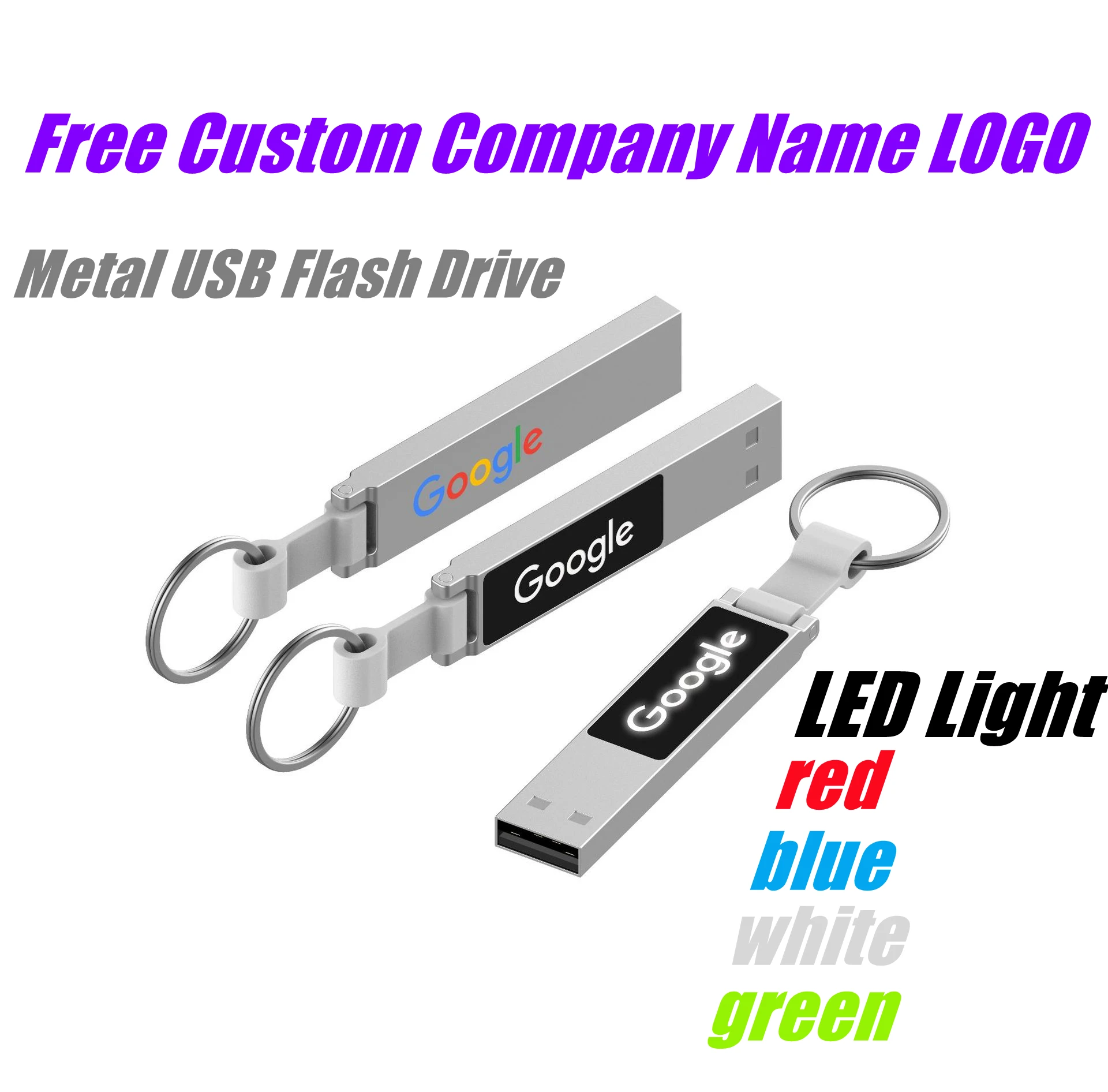 2023 LOGO Bezmaksas Custom Uzņēmuma Nosaukumu, LOGO Krāsu LED gaismas, Metāla Stick USB2.0 Pendrive 128GB 64GB, 32GB (Noklusējuma Pioneer DJ)