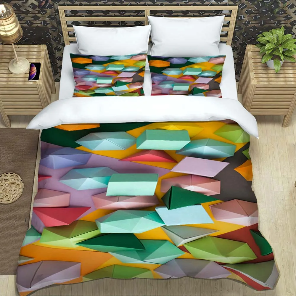 3D mūsdienu abstraktās ģeometriskās minimālisma iespiesti gultas Karaliene gultas piederumi iestatīt Pielāgotu King 