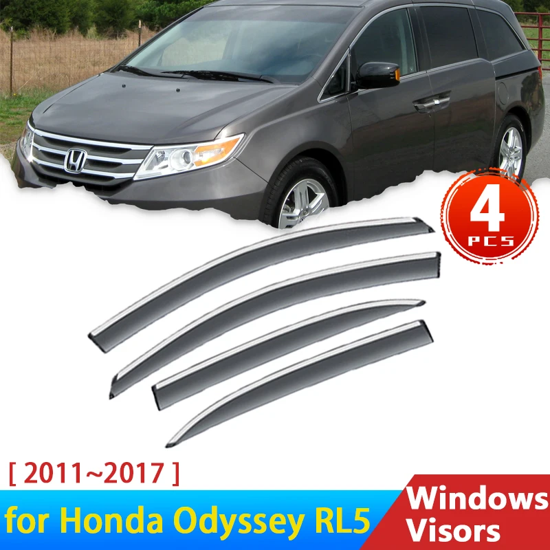 4x Deflektori Honda Odyssey RL5 2011~2017 2014 2013 Aksesuāri Auto Logu Aizsegu Lietus Uzacu Aizsargiem Vēja Dūmu Stikliem