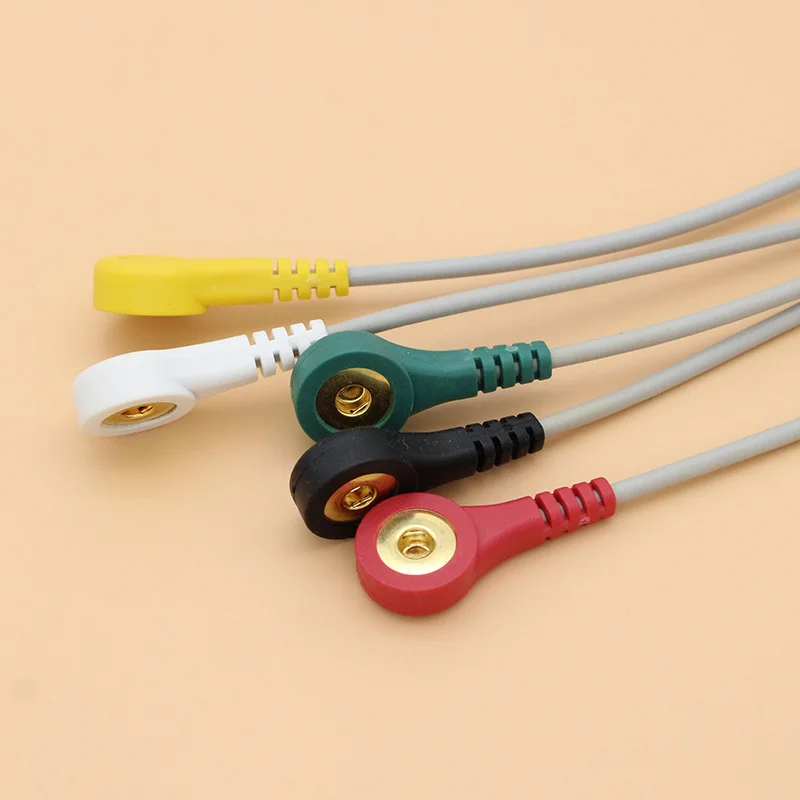 5-ved EKG/EKG din1.5 holter kabeli, Leadwire no Elektrodu snap vienreizējās elektrodu bloku,AHA/IEC.